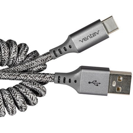 Charge/Sync Helix Coiled USB-C Cable 1ft Grey