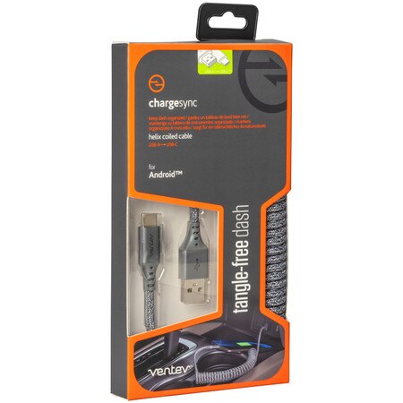 Charge/Sync Helix Coiled USB-C Cable 1ft Grey