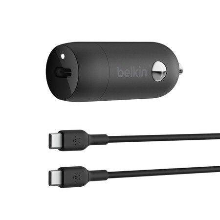 Boost Charge Car Charger 30W PD/PPS USB-C with USB- C to USB-C Cable Black