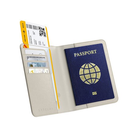 Vegan-Leather Passport Cover with Find My Sand