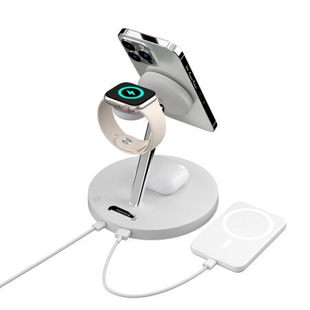 MagEasy PowerStation 4-in-1 Magnetic Wireless Charging Stand White