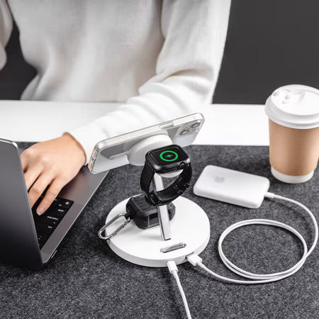 MagEasy PowerStation 4-in-1 Magnetic Wireless Charging Stand White