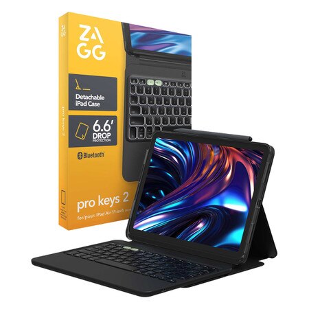Pro Keys 2 Folio Case w/Detachable Wireless Keyboard Black for iPad Air 11 6th Gen/iPad Air 5th/iPad Air 4th Gen