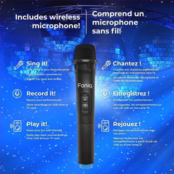 Foniq Atom Karaoke-Style Party Speaker with LED Light Show