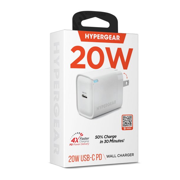 Hypergear 20W USB-C PD Wall Charger Hub w/LED - White