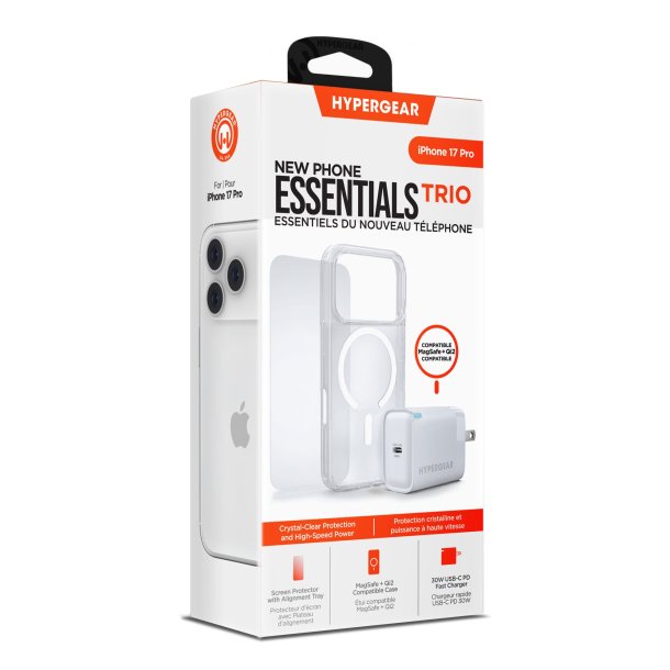 iPhone 17 Pro HyperGear Bundle - 30W Hub, Glass, Case w/ Magsafe