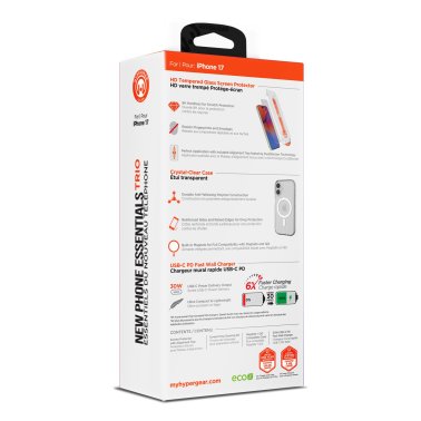 iPhone 17 HyperGear Bundle - 30W Hub, Glass, Case w/ Magsafe