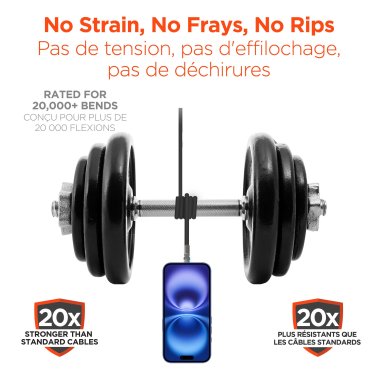 HyperGear 6 ft. 180cm USB-C to USB-C Chunky 180 Rugged Cable w/Rotating Connectors - Black