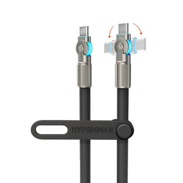 HyperGear 6 ft. 180cm USB-C to USB-C Chunky 180 Rugged Cable w/Rotating Connectors - Black