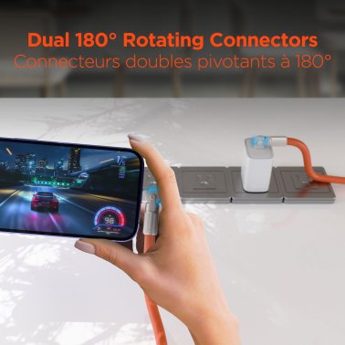 HyperGear 12 ft. 360cm USB-C to USB-C Chunky 180 Rugged Cable w/Rotating Connectors - Orange