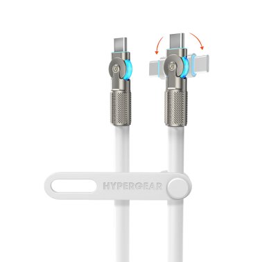 HyperGear 6 ft. 180cm USB-C to USB-C Chunky 180 Rugged Cable w/Rotating Connectors - White
