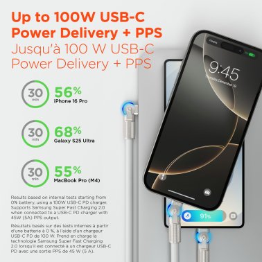 HyperGear 6 ft. 180cm USB-C to USB-C Chunky 180 Rugged Cable w/Rotating Connectors - White